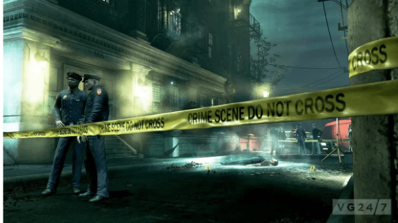 An aminated image of a police crime scene